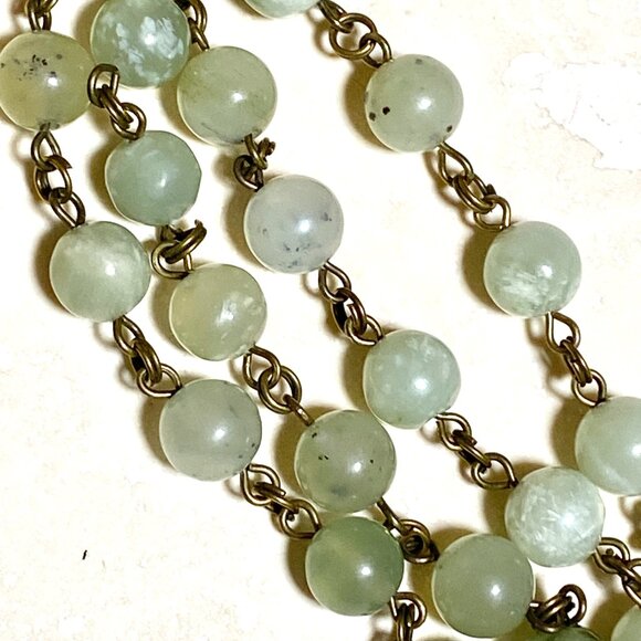 Natural Mint Green Serpentine Necklace, Bronze Leaf Branch + Genuine Gemstone - Picture 8 of 16